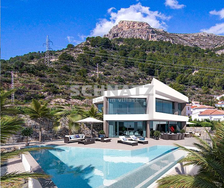 Villa de obra nueva con vistas panorámicas al mar, en venta, en Calpe