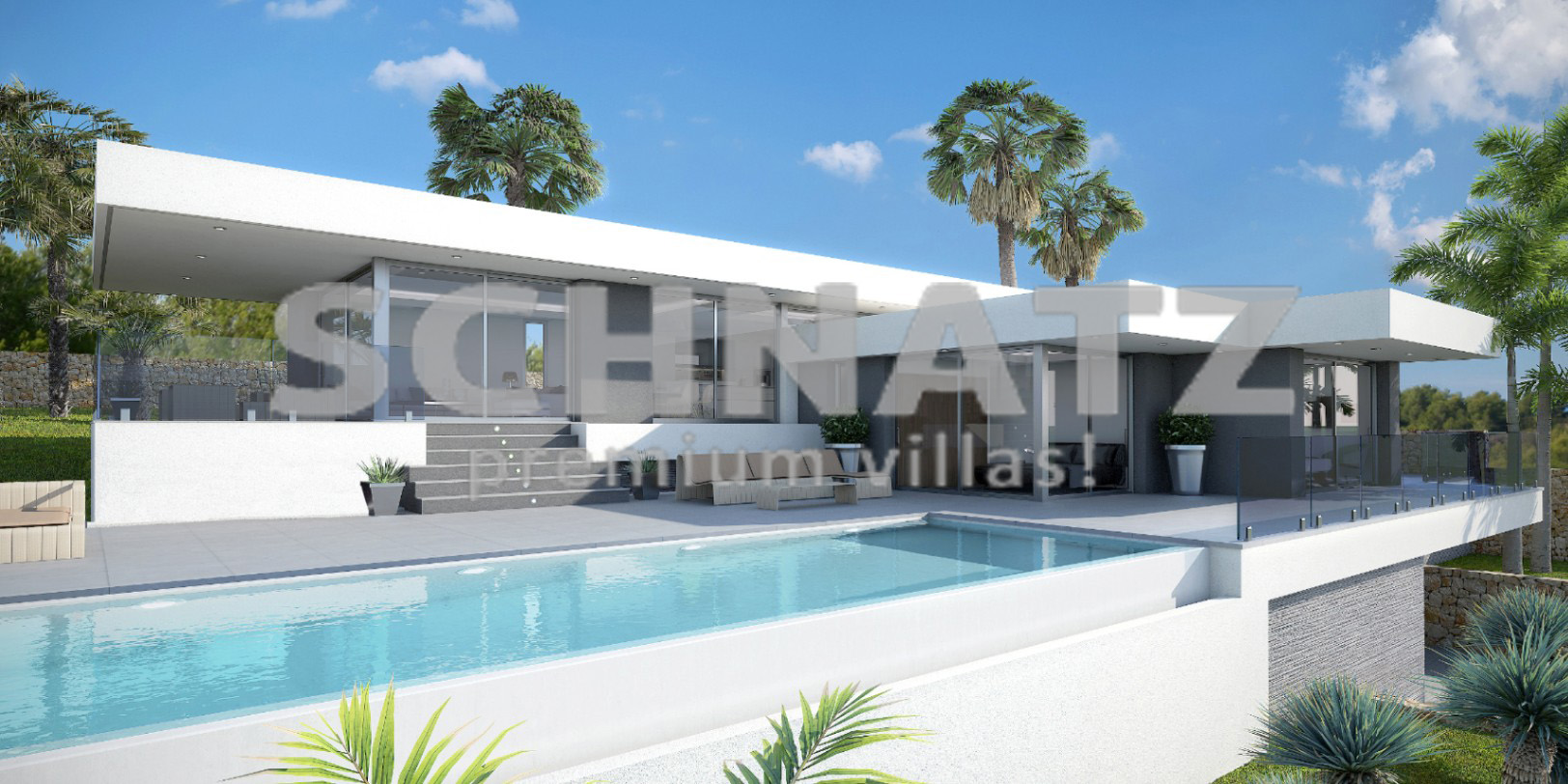 Villa de diseño minimalistas sobre una parcela con increíbles vistas al mar en venta en Rafol de Almunia