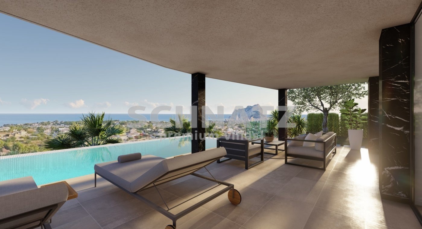 Projekt einer Luxus-Villa mit Panoramablick auf das Meer